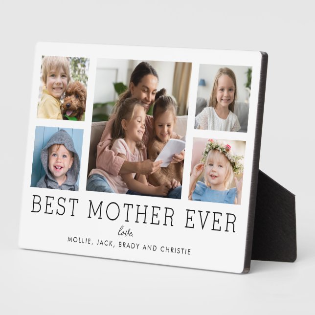 Best Mother Ever 5-Photo Collage Children Custom Plaque (Side)