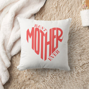 Best Mother Ever, Custom Heart Photo Throw Pillow