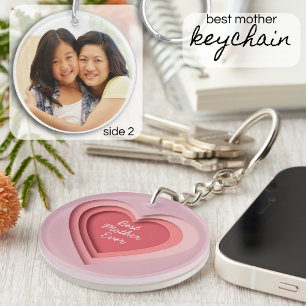 Best Mother Ever Custom Photo Heart Keychain