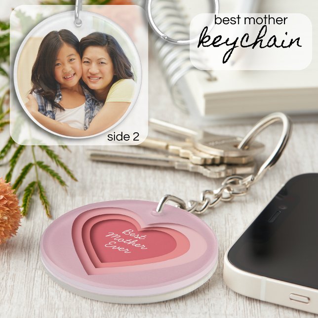 Best Mother Ever Custom Photo Heart Keychain (Creator Uploaded)