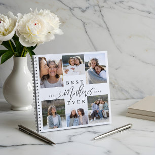 Best Mother Ever Elegant Script Photo Collage Notebook