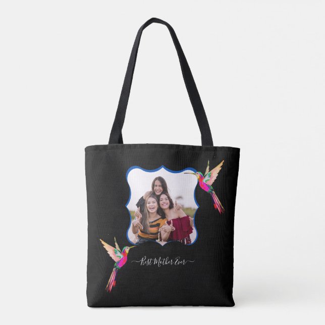 Best Mother Ever! Family Photo Hummingbird   Tote Bag (Back)