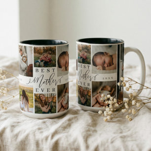 Best Mother Ever Mother's Day 8 Photo Collage Two-Tone Coffee Mug