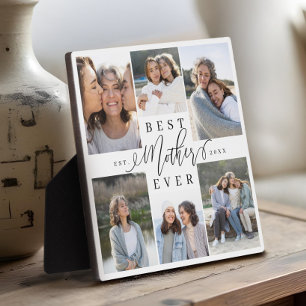 Best Mother Ever Script 6 Photo Collage Keepsake Plaque