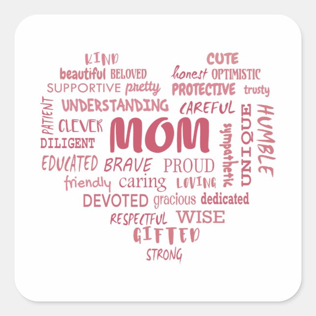 Best Mother qualities and mom characteristics Invi Square Sticker (Front)