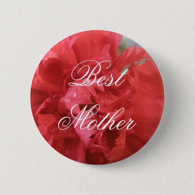 Best Mother Red Carnation Pin Button (Front)