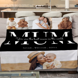Best mum black and white 4 photo  fleece blanket