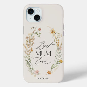 Best Mum cream elegant wildflower floral elegant iPhone 15 Mini Case