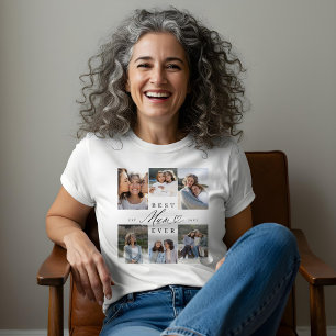 Best Mum Ever Elegant Script Heart Photo Collage Tri-Blend Shirt
