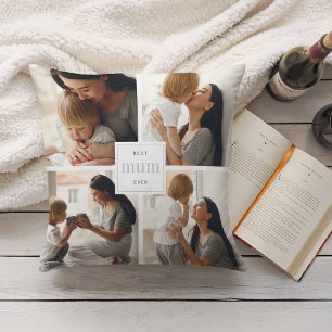 Best Mum Ever   Gray & White Kids Photo Collage Throw Pillow