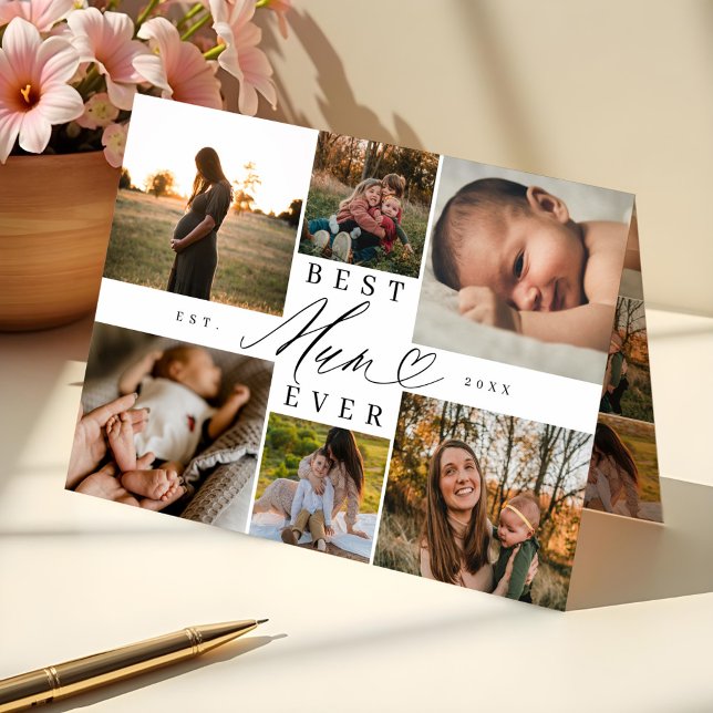 Best Mum Ever | Mother's Day 6 Photo Collage Card (Best Mum Ever | Mother's Day 6 Photo Collage Card)