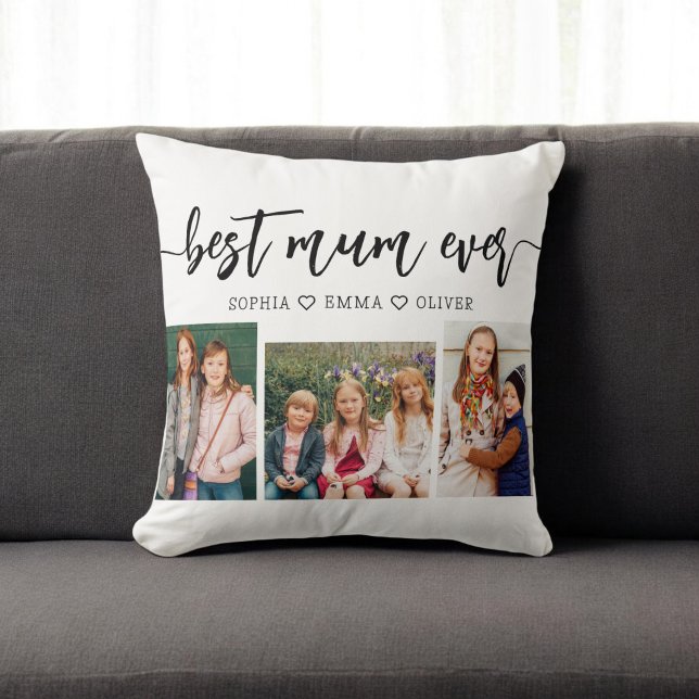 Best Mum Ever - Mother's Day Photo Collage Throw Pillow (Creator Uploaded)