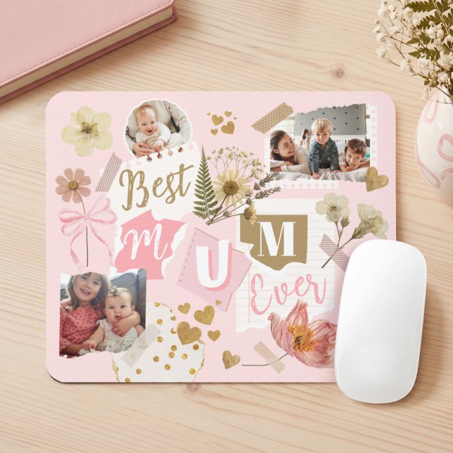 Best Mum Ever Mother's Day Scrapbook Photo Collage Mouse Pad (Best Mum Ever Mother's Day Scrapbook Photo Collage Mouse Pad)