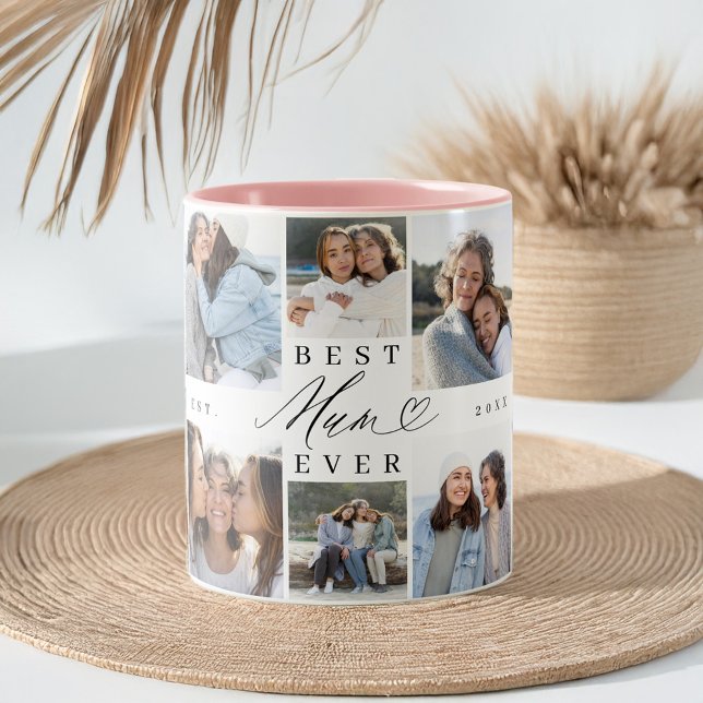 Best Mum Ever Mum Script Heart Photo Collage Two-Tone Coffee Mug (Best Mum Ever Mum Script Heart Photo Collage Two-Tone Coffee Mug)