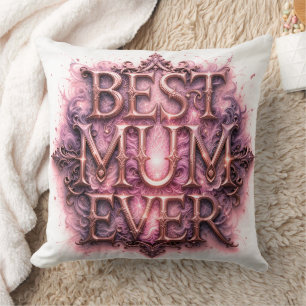 Best Mum Ever Quote Butterfly Pink Throw Pillow