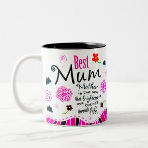Best Mum ever Quote with flowers Gift Two-Tone Coffee Mug