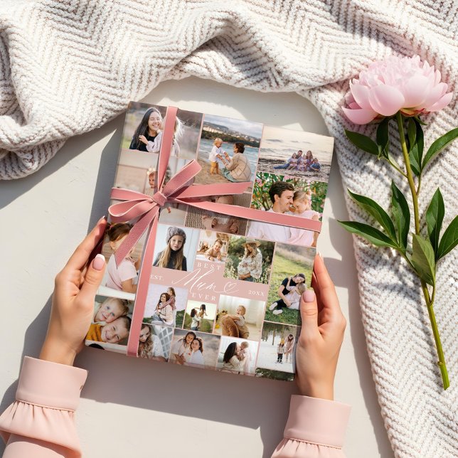 Best Mum Ever Script Mothers Day Photo Collage Wrapping Paper Sheet (Best Mum Ever Script Mothers Day Photo Collage Wrapping Paper Sheets)