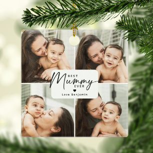 Best Mummy Ever 4 Photo Collage Personalized Ceramic Ornament