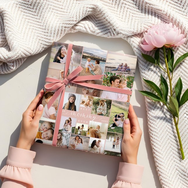 Best Mummy Ever Script Mothers Day Photo Collage Wrapping Paper Sheet (Best Mummy Ever Script Mothers Day Photo Collage Wrapping Paper Sheets)