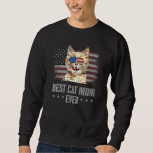 Best Munchkin Cat Mom Ever Retro Usa American Flag Sweatshirt