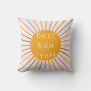 Best Nan Ever Boho Retro Sun Throw Pillow