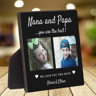 Best Nana And Papa Grandkids 2 Photo Collage Black Plaque