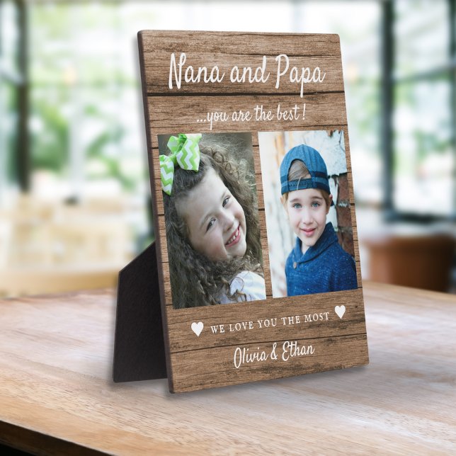 Best Nana And Papa Grandkids Names 2 Photo Wood Plaque (Creator Uploaded)