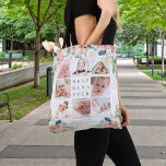 BEST NANA EVER 8 Photo Collage Pink Floral Custom Tote Bag<br><div class="desc">Create a photo memory keepsake tote bag for the proud BEST NANA EVER (or your custom title) to show off her grandchild or grandkids' pictures utilizing this easy-to-upload photo collage template with 8 pictures accented with watercolor blush pink, white and rose coloured peony flowers and grey editable text on your...</div>