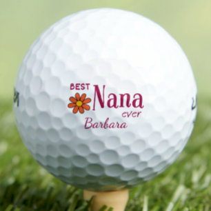Best Nana Ever Birthday Gift Cute Pink Flower Name Golf Balls