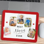 Best Nana Ever Calligraphy 5 Photo Red Mouse Pad<br><div class="desc">This grandparent desk mat provides space for 5 photos,  allowing you to showcase favourite pictures of your grandchildren. The design features a modern style calligraphy that reads: “Best Nana Ever” and is accented with a dark red border. This desk mat is a perfect gift for any grandmother.</div>