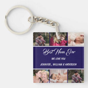 Best Nana Ever Grandchildren Photo Collage Names Keychain