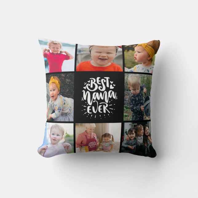 Best Nana Ever Grandma  Photo Collage  Throw Pillow (Front)