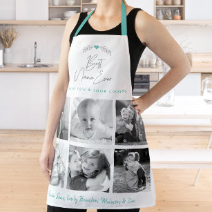 Best Nana Ever Kitchen Chef Family 6 Photo Collage Apron