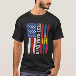 Best Nana Ever Mother's Day Mongolia Us Flag Retr T-Shirt