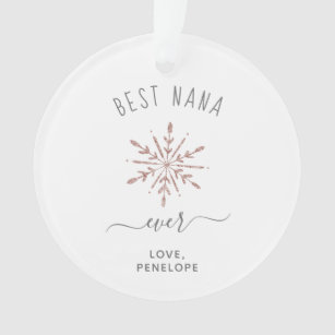 Best Nana Ever   Rose Gold Snowflake and Photo Ornament