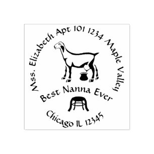 Best Nanna Ever Milking Goat Return Address Rubber Stamp