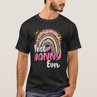 Best Nanny Ever Funny Pink Leopard Rainbow Mothers T-Shirt