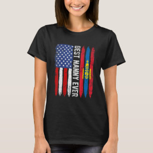 Best Nanny Ever Mother's Day Mongolia Us Flag Ret T-Shirt