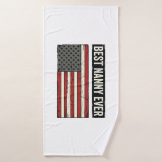 Best Nanny Ever Patriotic Vintage Flag Shirt Desig Bath Towel