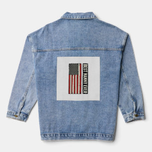 Best Nanny Ever Patriotic Vintage Flag Shirt Desig Denim Jacket