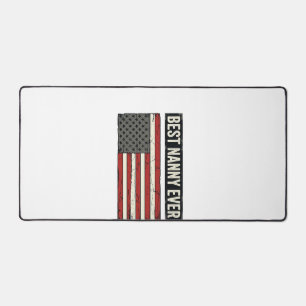 Best Nanny Ever Patriotic Vintage Flag Shirt Desig Desk Mat