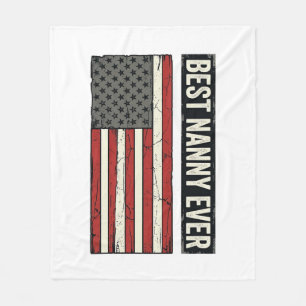Best Nanny Ever Patriotic Vintage Flag Shirt Desig Fleece Blanket