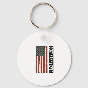 Best Nanny Ever Patriotic Vintage Flag Shirt Desig Keychain
