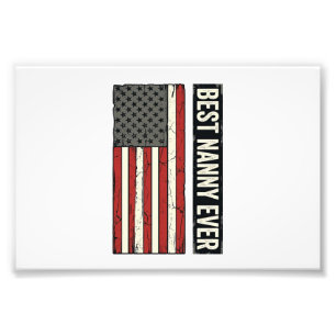 Best Nanny Ever Patriotic Vintage Flag Shirt Desig Photo Print