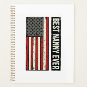 Best Nanny Ever Patriotic Vintage Flag Shirt Desig Planner