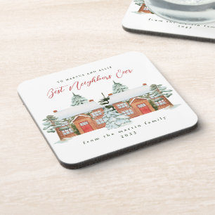 Best Neighbours Ever Illustrated Homes Christmas Coaster