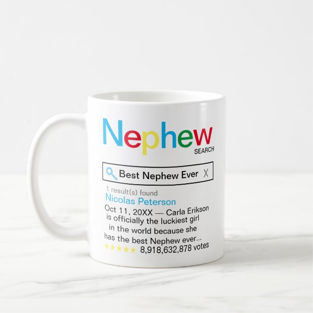 Best Nephew Ever Search engine Result message Coffee Mug (Left)