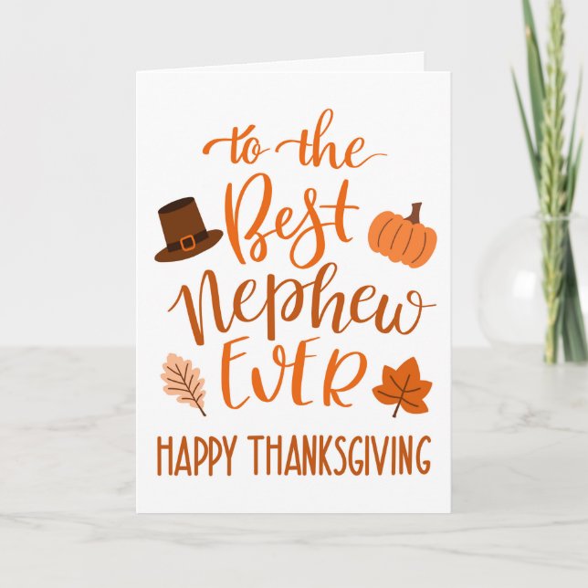 Best Nephew Ever Thanksgiving Day in Orange Card (Front)