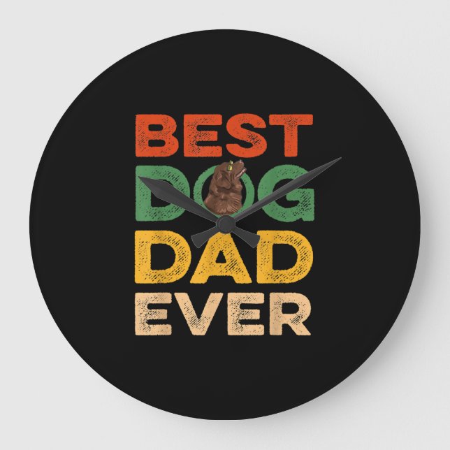 Best newfoundland dog dad ever gifts large clock (Front)