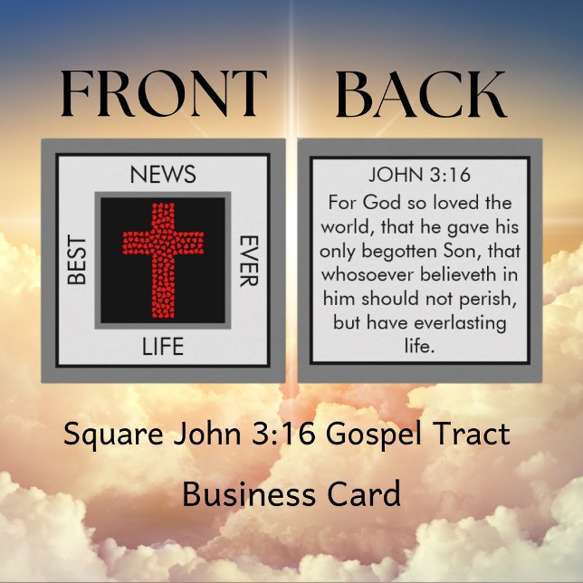 Best News Ever John 3:16 Gospel Tract Square Business Card (Best News Ever Gospel Tracts)